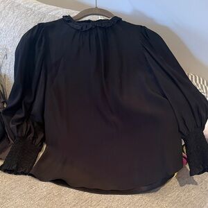 Amanda Uprichard Black Blouse with Ruffled Neckline